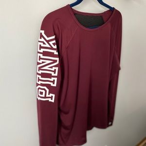 PINK Mesh Back workout long sleeve shirt
